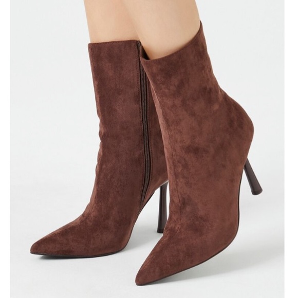 Faux Suede Heeled Booties - Picture 1 of 7